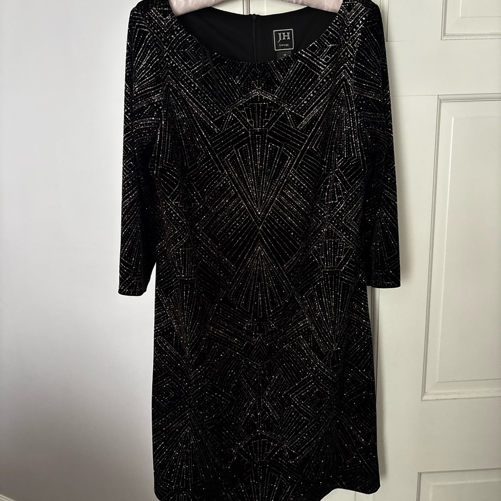 Velvet Beaded Black Evening Dress